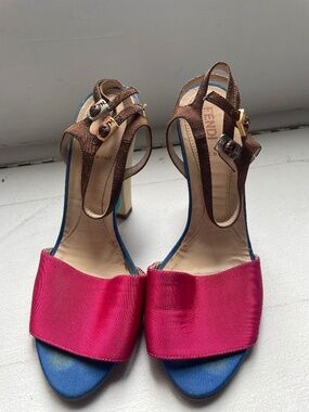 FENDI Colorblock Pattern Sandals